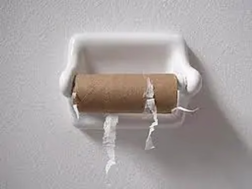 Empty toilet roll on a holder